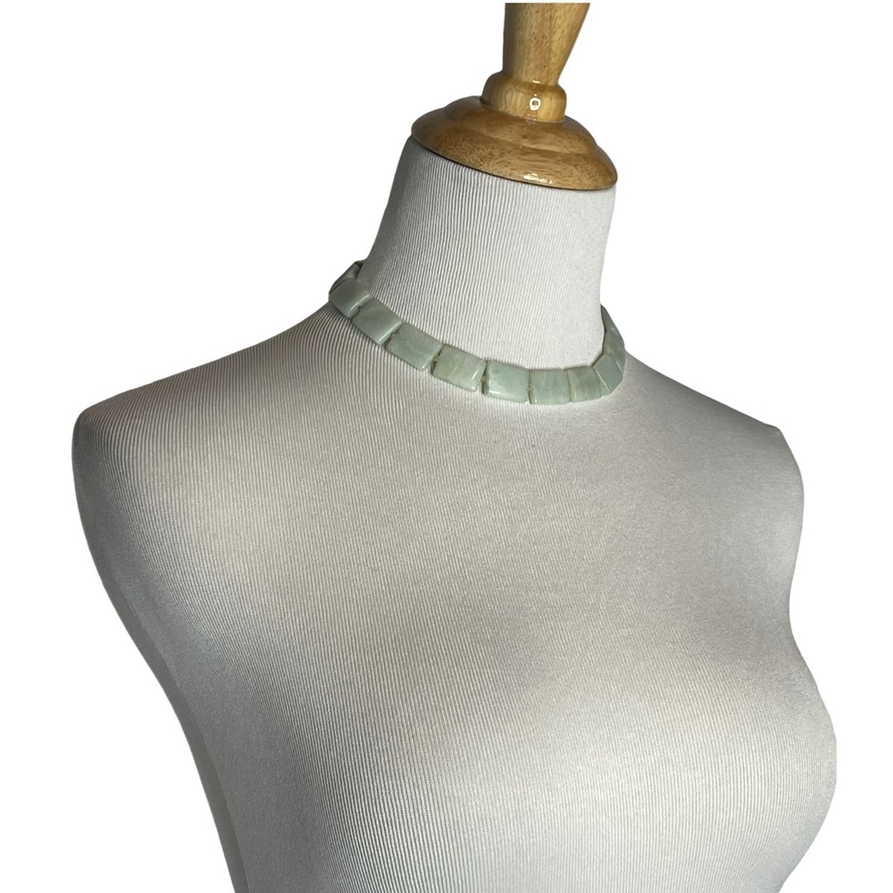 Handmade Artisan Colombian Seafoam Green Stone Choker Necklace - Picture 7 of 14
